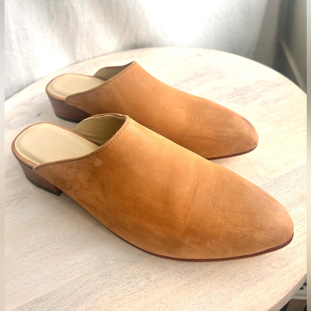 Nisolo Mules - Almond- sz 10 suede low heel